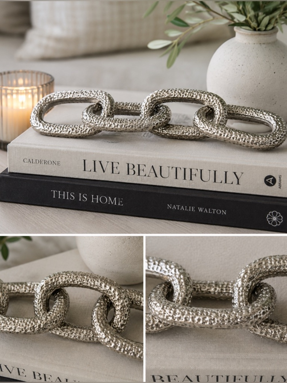 Modern Textured 4 Link Chain Decor Coffee Table Accent